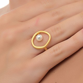 Oxzen δαχτυλίδι ασημένιο με πέρλα χειροποίητο free size