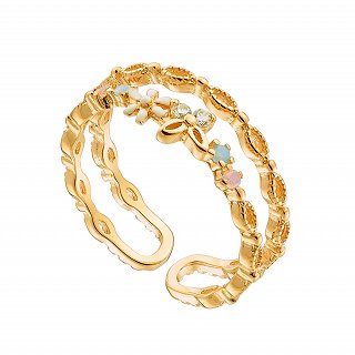 Oxzen δαχτυλίδι ασημένιο με πεταλούδα και μαργαρίτα free size