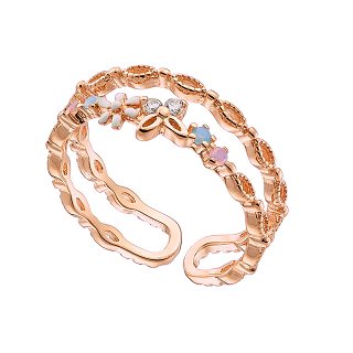 Oxzen δαχτυλίδι ασημένιο με πεταλούδα και μαργαρίτα free size