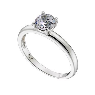 Oxzen δαχτυλίδι ασημένιο μονόπετρο με λευκό ζιργκόν