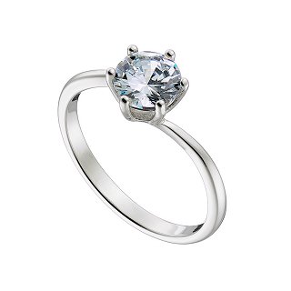 Oxzen δαχτυλίδι ασημένιο μονόπετρο με λευκό ζιργκόν