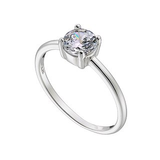 Oxzen δαχτυλίδι ασημένιο μονόπετρο με λευκό ζιργκόν