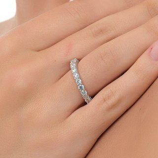 Oxzen δαχτυλίδι ασημένιο ολόσειρο με λευκά ζιργκόν