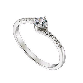 Oxzen δαχτυλίδι ασημένιο μονόπετρο με λευκά ζιργκόν