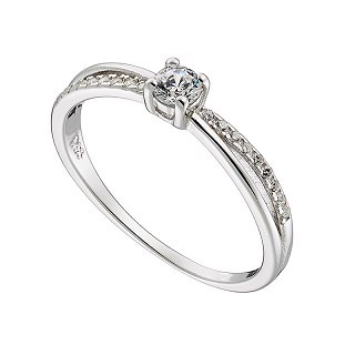 Oxzen δαχτυλίδι ασημένιο μονόπετρο με λευκά ζιργκόν