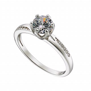 Oxzen δαχτυλίδι ασημένιο μονόπετρο με λευκά ζιργκόν