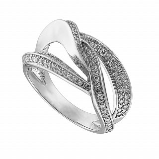 Oxzen δαχτυλίδι ασημένιο με λευκά ζιργκόν