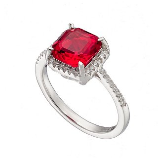 Oxzen δαχτυλίδι ασημένιο επιπλατινωμένο με τετράγωνη πέτρα ζιργκόν