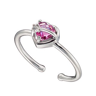 Oxzen δαχτυλίδι ασημένιο με καρδιά ζιργκόν free size