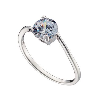 Oxzen δαχτυλίδι ασημένιο μονόπετρο με λευκό ζιργκόν