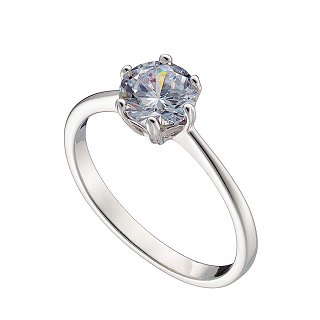 Oxzen δαχτυλίδι ασημένιο μονόπετρο με λευκό ζιργκόν