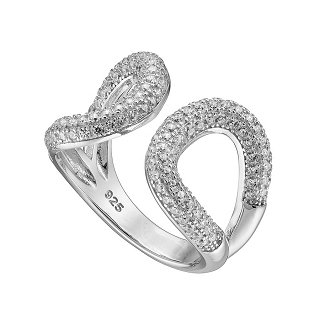 Oxzen δαχτυλίδι ασημένιο με λευκά ζιργκόν