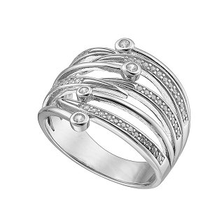 Oxzen δαχτυλίδι ασημένιο με λευκά ζιργκόν