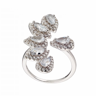 Oxzen δαχτυλίδι ασημένιο ανοιχτό με ζιργκόν