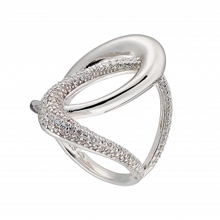 Oxzen δαχτυλίδι ασημένιο με λευκά ζιργκόν