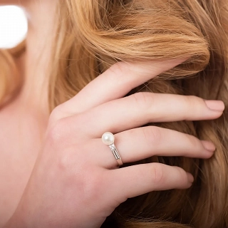 Oxzen δαχτυλίδι ασημένιο με πέρλα και λευκά ζιργκόν