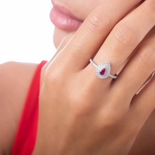 Oxzen ασημένιο δαχτυλίδι δάκρυ με πέτρες ζιργκόν