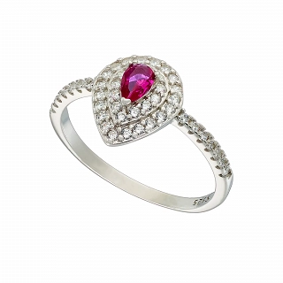 Oxzen ασημένιο δαχτυλίδι δάκρυ με πέτρες ζιργκόν