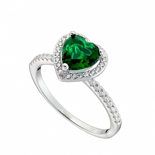 Oxzen ασημένιο δαχτυλίδι με καρδιά ζιργκόν