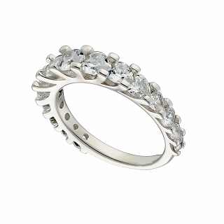 Oxzen ασημένιο δαχτυλίδι σειρέ με λευκά ζιργκόν