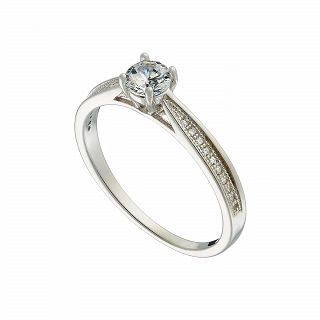 Oxzen δαχτυλίδι ασημένιο μονόπετρο με λευκά ζιργκόν