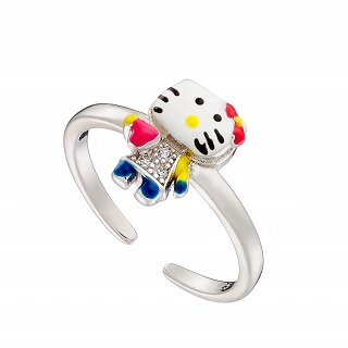 Oxzen παιδικό δαχτυλίδι από ασήμι επιπλατινωμένο Hello kitty free size