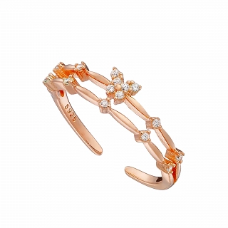 Oxzen γυναικείο δαχτυλίδι ασημένιο με λευκά ζιργκόν free size