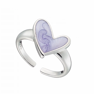 Oxzen γυναικείο δαχτυλίδι ασημένιο καρδιά με σμάλτο free size