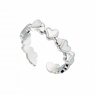 Oxzen ασημένιο δαχτυλίδι με καρδιές φίλντισι free size