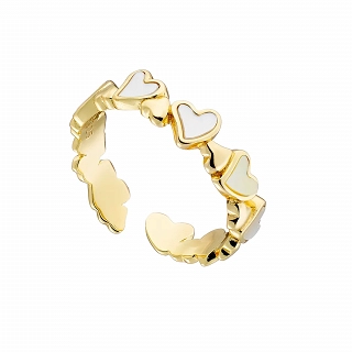 Oxzen ασημένιο δαχτυλίδι με καρδιές φίλντισι free size