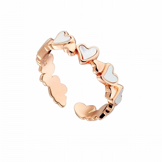 Oxzen ασημένιο δαχτυλίδι με καρδιές φίλντισι free size