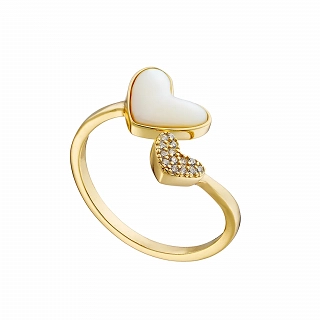 Oxzen ασημένιο δαχτυλίδι με καρδούλες φίλντισι και ζιργκόν free size