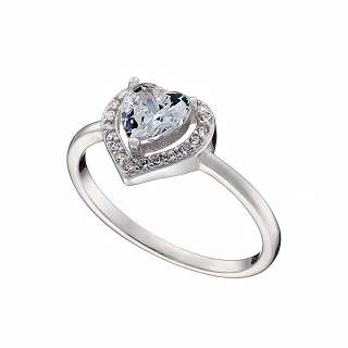 Oxzen δαχτυλίδι ασημένιο καρδιά με ζιργκόν