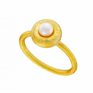 Oxzen δαχτυλίδι χειροποίητο ασημένιο επιχρυσωμένο με πέρλα