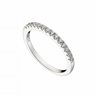 Oxzen ασημένιο δαχτυλίδι σειρέ με λευκά ζιργκόν 2mm