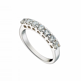 Oxzen ασημένιο δαχτυλίδι σειρέ με λευκά ζιργκόν 3mm