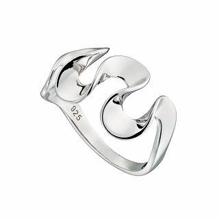 Oxzen ασημένιο δαχτυλίδι κύμα