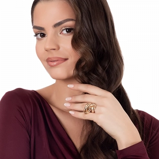 Oxzen ασημένιο δαχτυλίδι επιχρυσωμένο κόμπος