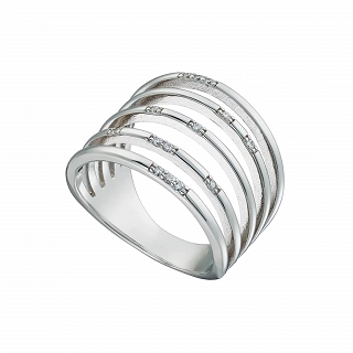 Oxzen ασημένιο δαχτυλίδι με πέντε σειρές ζιργκόν