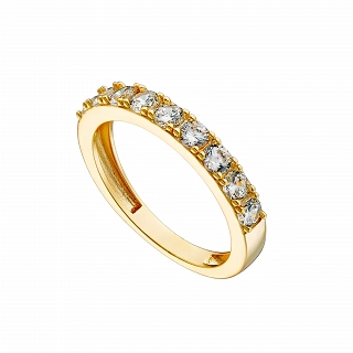 Oxzen ασημένιο δαχτυλίδι επιχρυσωμένο σειρέ με λευκά ζιργκόν