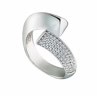 Oxzen ασημένιο δαχτυλίδι με λευκά ζιργκόν