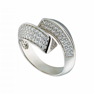 Oxzen ασημένιο δαχτυλίδι με λευκά ζιργκόν