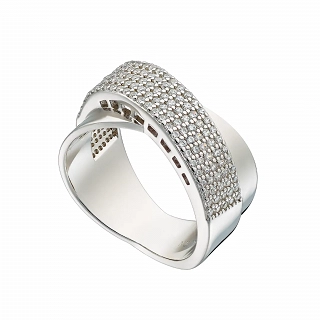 Oxzen ασημένιο δαχτυλίδι με λευκά ζιργκόν