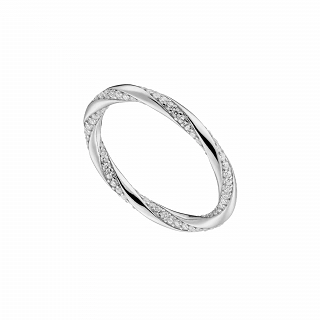 Oxzen ασημένιο δαχτυλίδι βέρα με λευκά ζιργκόν