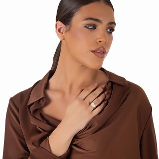 Oxzen ασημένιο δαχτυλίδι επιχρυσωμένο χειροποίητο με πέρλα ακανόνιστη free size