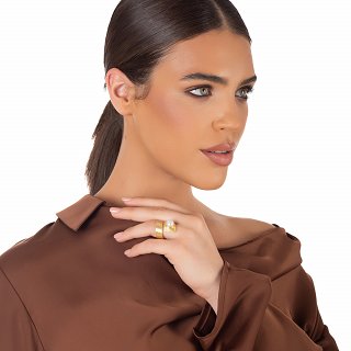 Oxzen ασημένιο δαχτυλίδι επιχρυσωμένο χειροποίητο με πέρλα free size