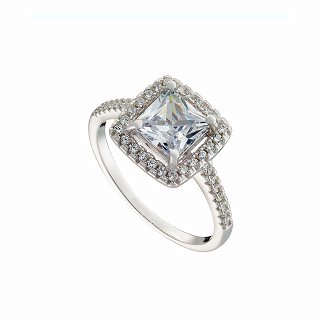 Oxzen ασημένιο δαχτυλίδι μονόπετρο τετράγωνο με ζιργκόν