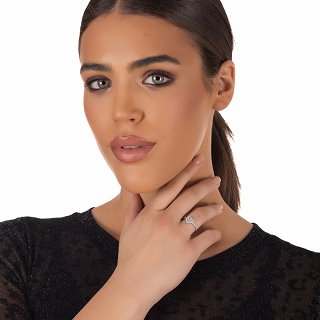 Oxzen ασημένιο δαχτυλίδι μονόπετρο με καρδιά ζιργκόν