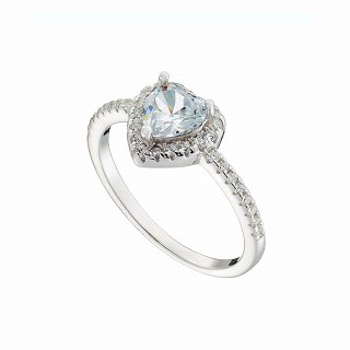 Oxzen ασημένιο δαχτυλίδι μονόπετρο με καρδιά ζιργκόν