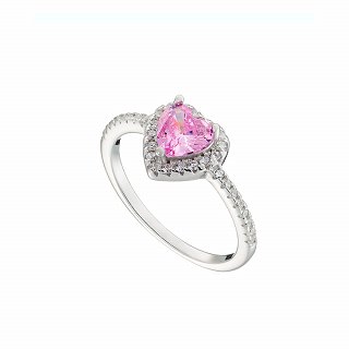 Oxzen ασημένιο δαχτυλίδι μονόπετρο με καρδιά ζιργκόν